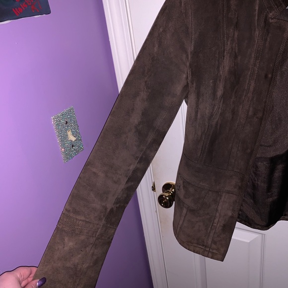 Brown Leather Calvin Klein Bomber Jacket - Picture 5 of 8